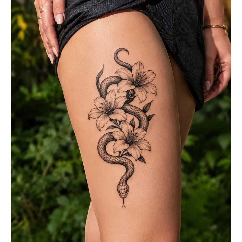SafeTatt — Serpent Bloom · fotografie tetování na kůži