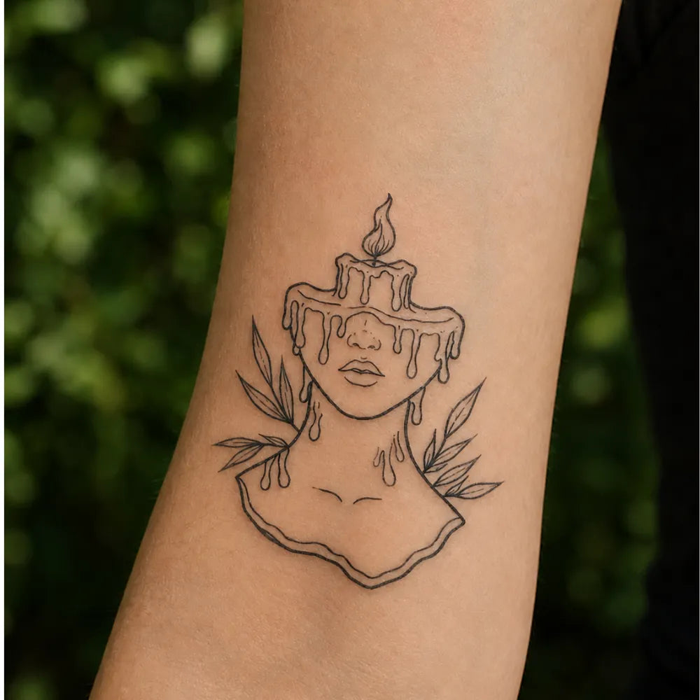 SafeTatt — Melting Candle Face · fotografie tetování na kůži